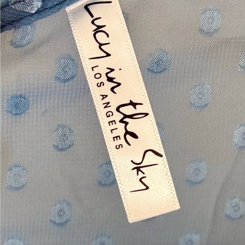 Lucy in the Sky Light Blue‎ Polka Dot Take Me to Paris Mini Dress Size S - Picture 6 of 9